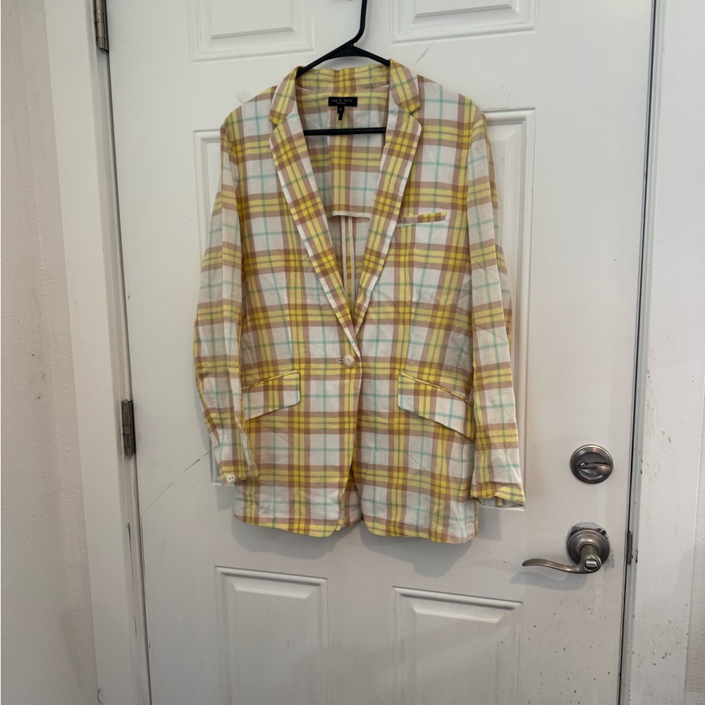 rag & bone Yellow and White Plaid Blazer